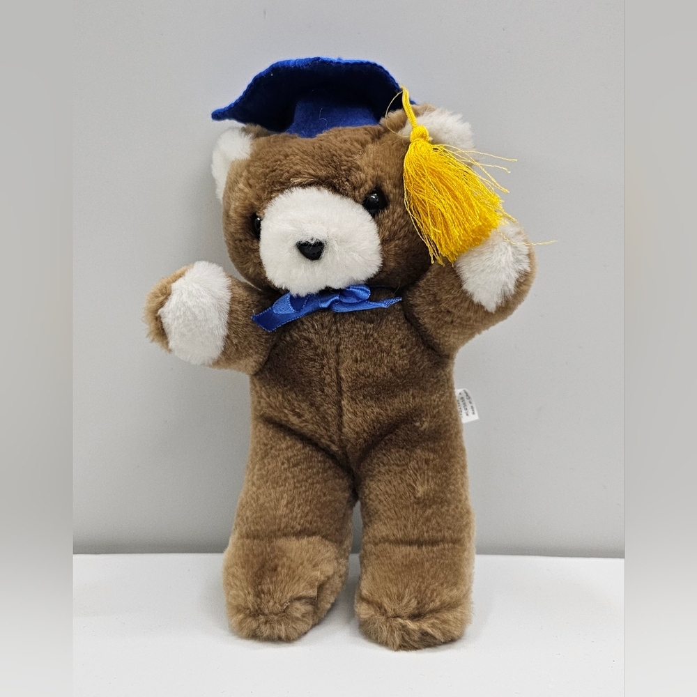 Vintage Embrace Brand Graduation Teddy Bear From 1987, 8" Tall Stuffed Animal